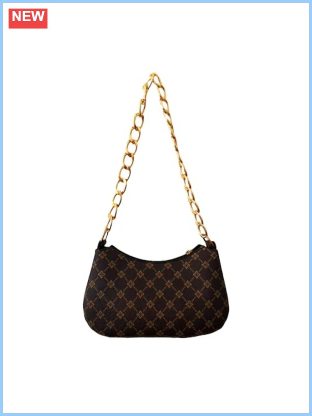 Metal Chain Strap Shoulder Bag Compact Underarm Purse